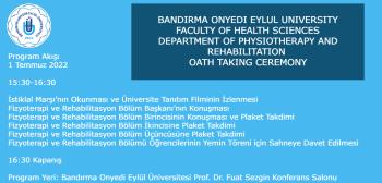 About the Oath Taking Ceremony of the Faculty of Health Sciences, Department of Physiotherapy and Rehabilitation